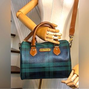 RALPH LAUREN Black Watch Plaid Top Handle Speedy 25 Crossbody Top Handle Bag